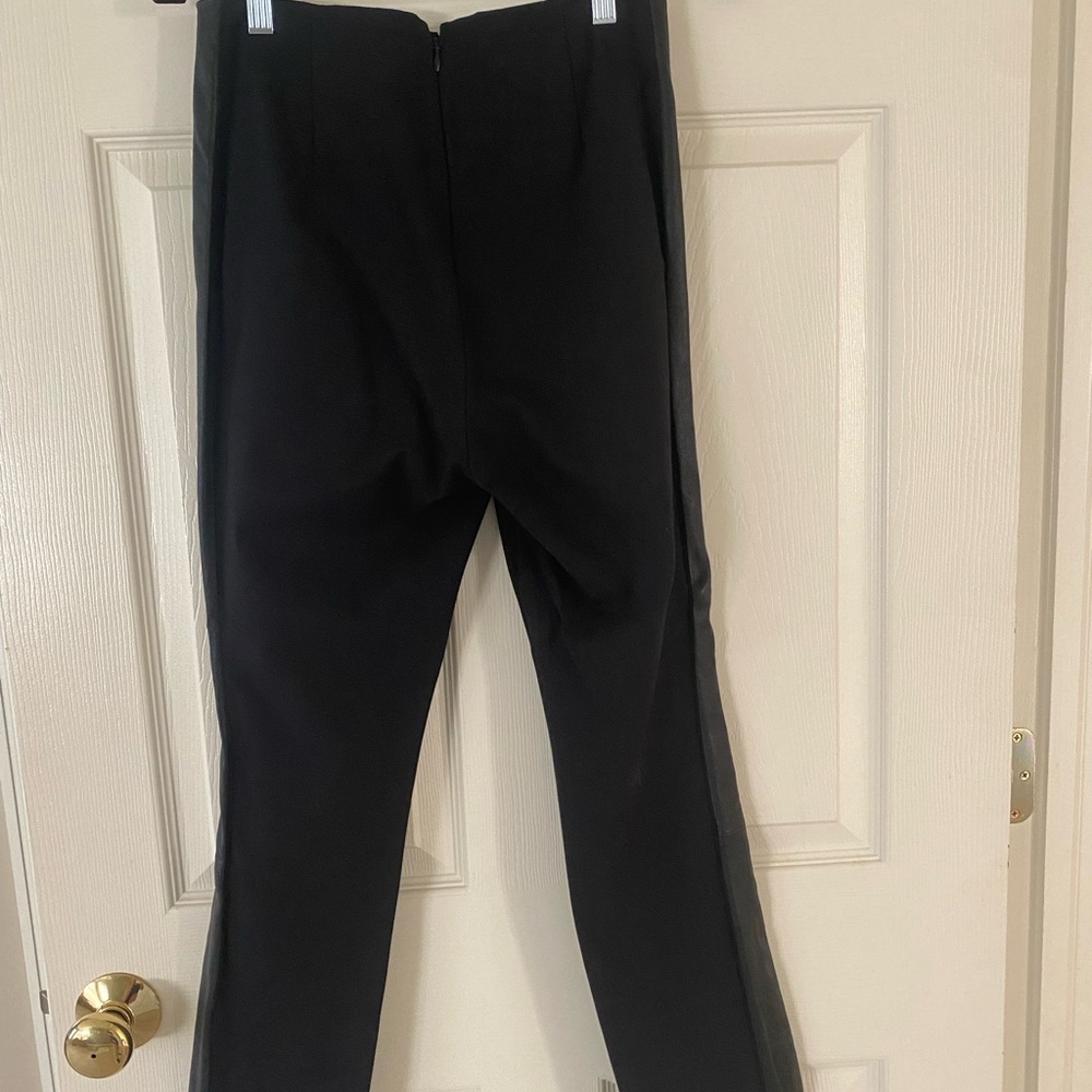 Rag & Bone Classic Black Pants with Leather tuxedo detail